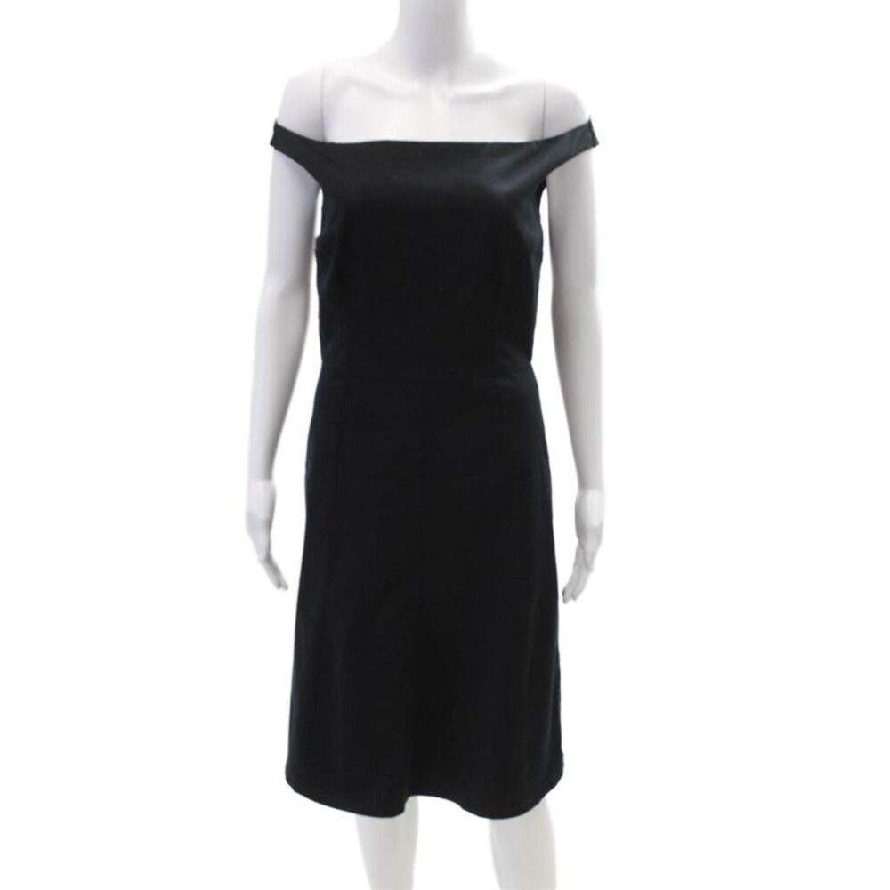 Ruth Womens Sleeveless Boat Neck Zippered Midi Shift Dress Blue Size 8